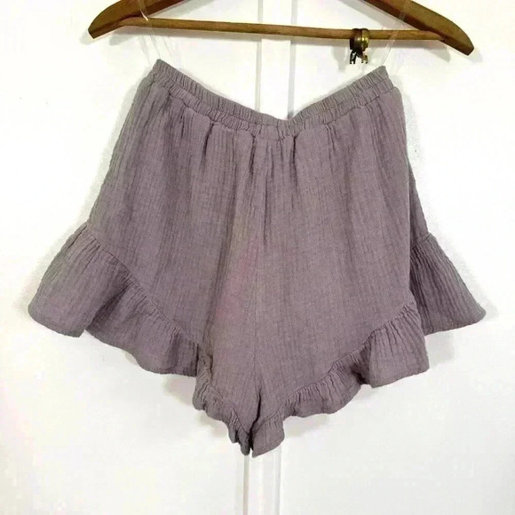 Listicle Women's‎ Shorts Gauzy Cotton Purple Size Small Muslin Ruffle Lavender - Picture 5 of 9